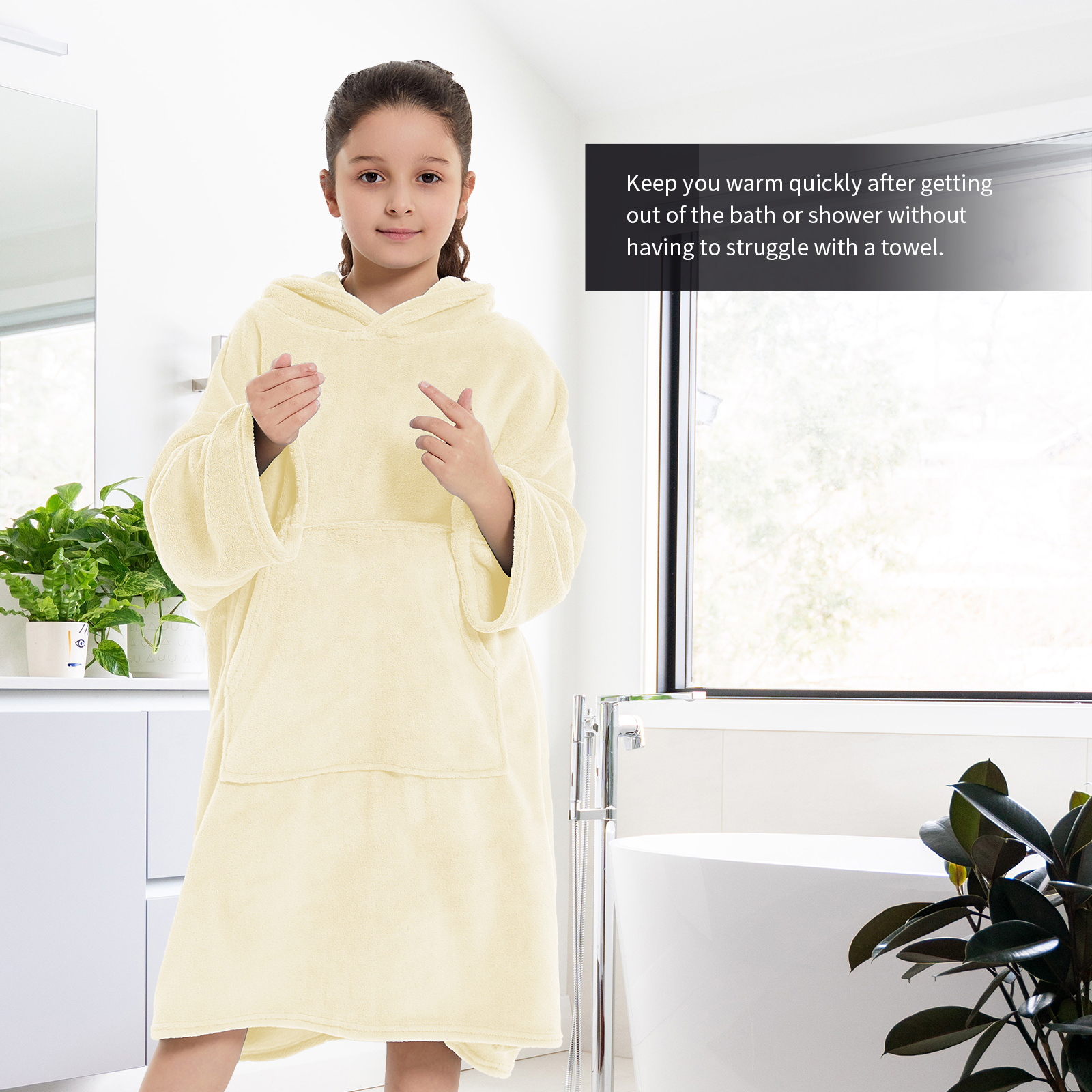 Kids Hooded Swim Towel Poncho Quick-Dry Soft Absorbent, Thick Lightweight Long Sleeve Cover-Up for Beach Pool Surfing Swimming, Kids Swimming Accessor