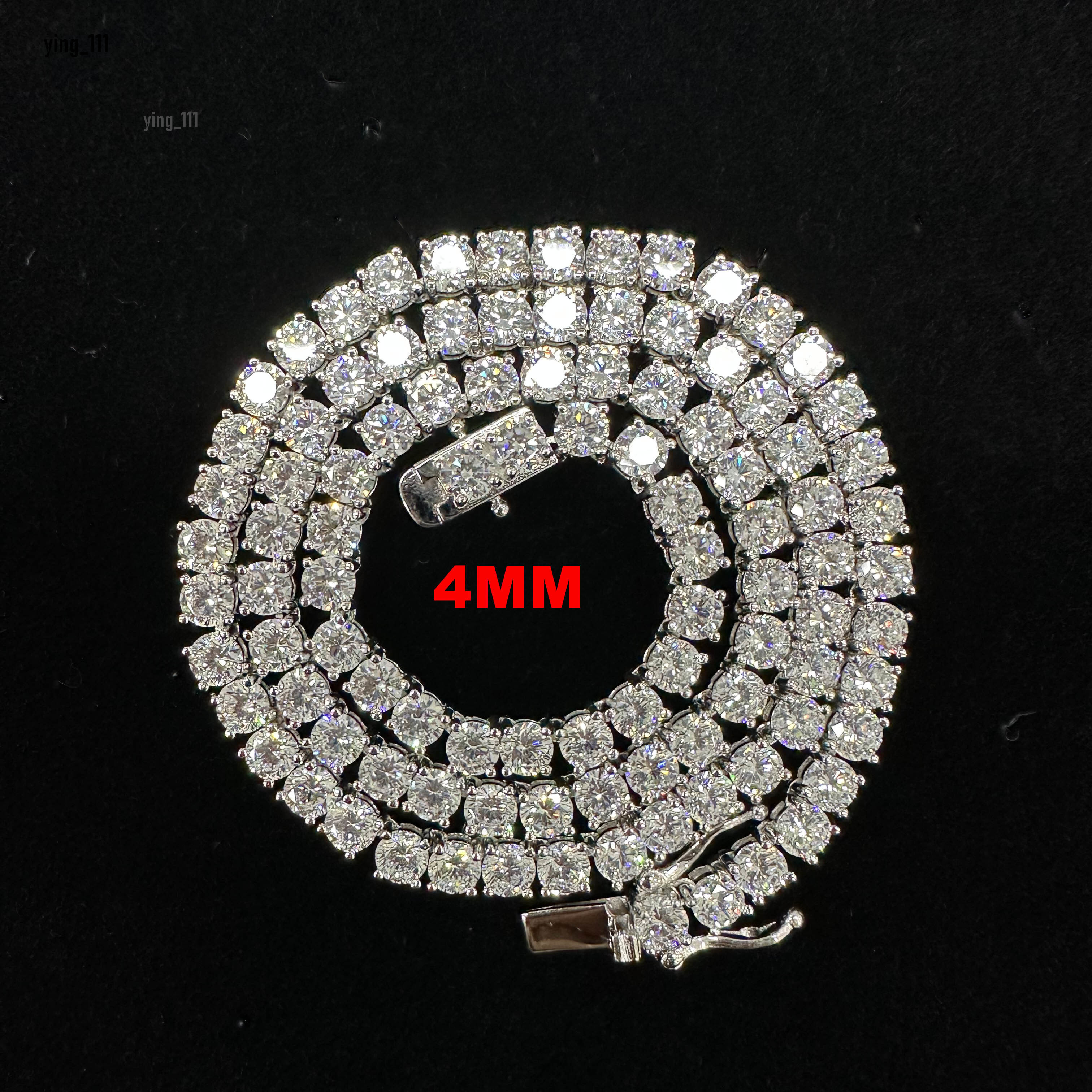 Wholesale Tennis Chain 4MM 925 Silver Miossanite Zircon Necklace Women Men Jewelry