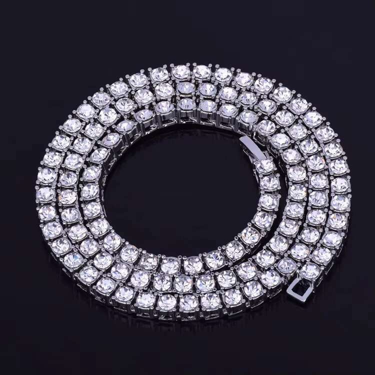 Iced Chain 1 Drainage Dia Black Tennis Necklace Men's Hip Hop Jewelry