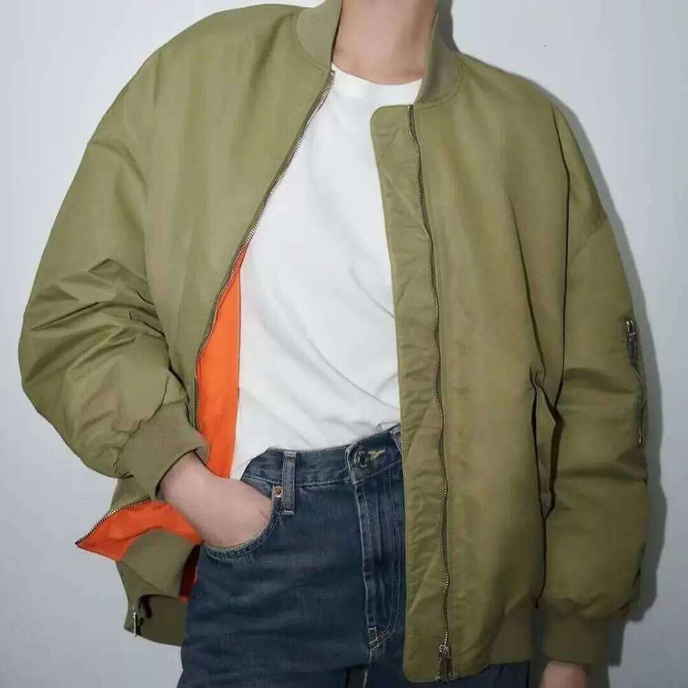 Loose Fit Fashionable Cotton Jacket Women's Windproof Winter Outerwear Thickened Long Sleeve Flight Style Slimming Coat