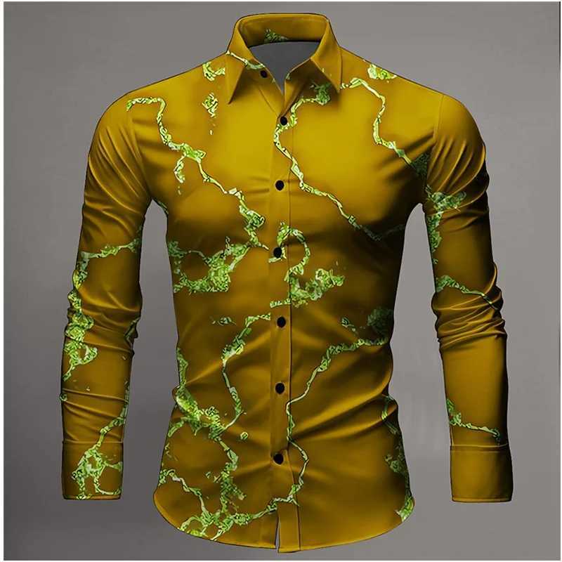 Red Long Sleeve Lightning Formal Shirt Mens Oversized Street Style Casual Fashion 3D Pattern Harajuku Large Size 6XL K251110