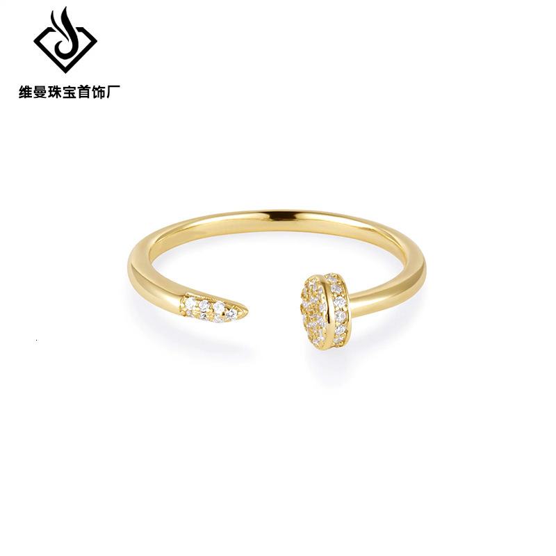 Original Design Diamond Nail Designer Women's Ring Light Luxury Niche Design High End Daily Multi Functional Open Fashion Ring Tail Ring