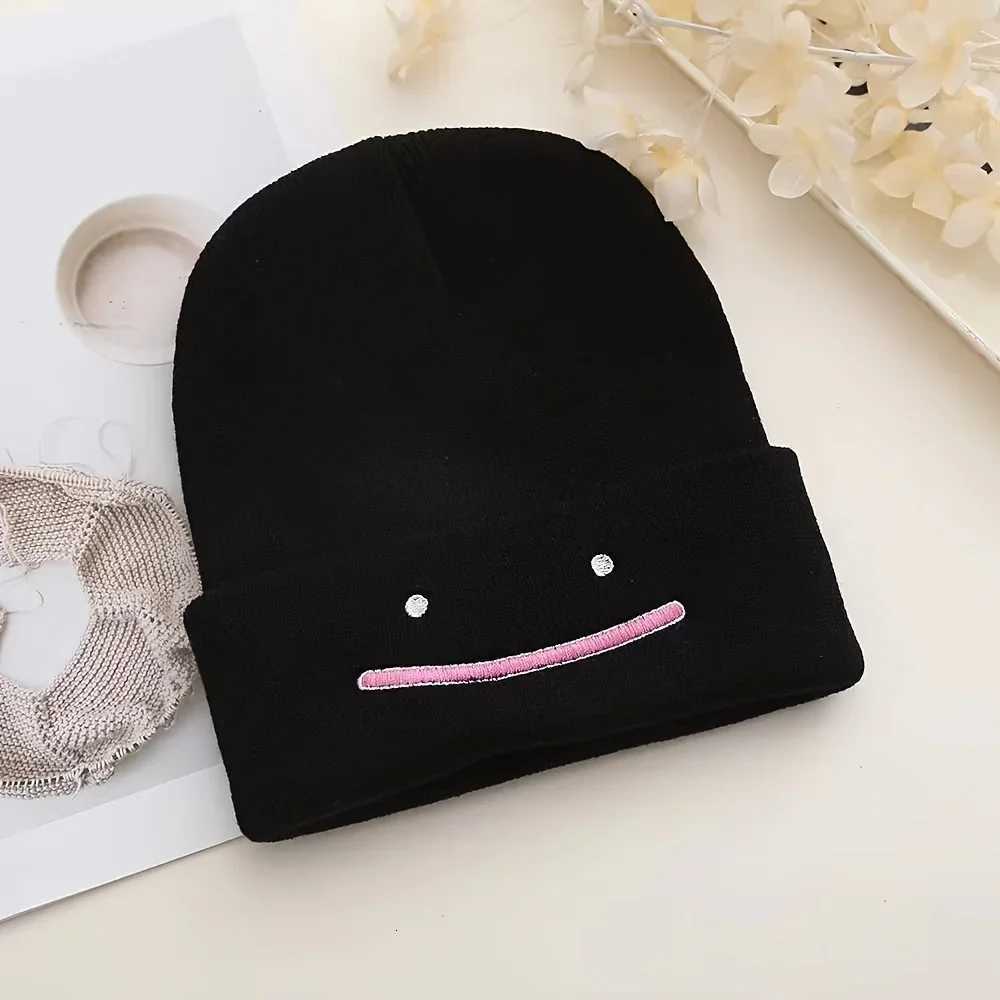 Stretchy and Lightweight Knit Beanie with Embroidered Smiling Design - Perfect Winter Hat for WomenXJ251110