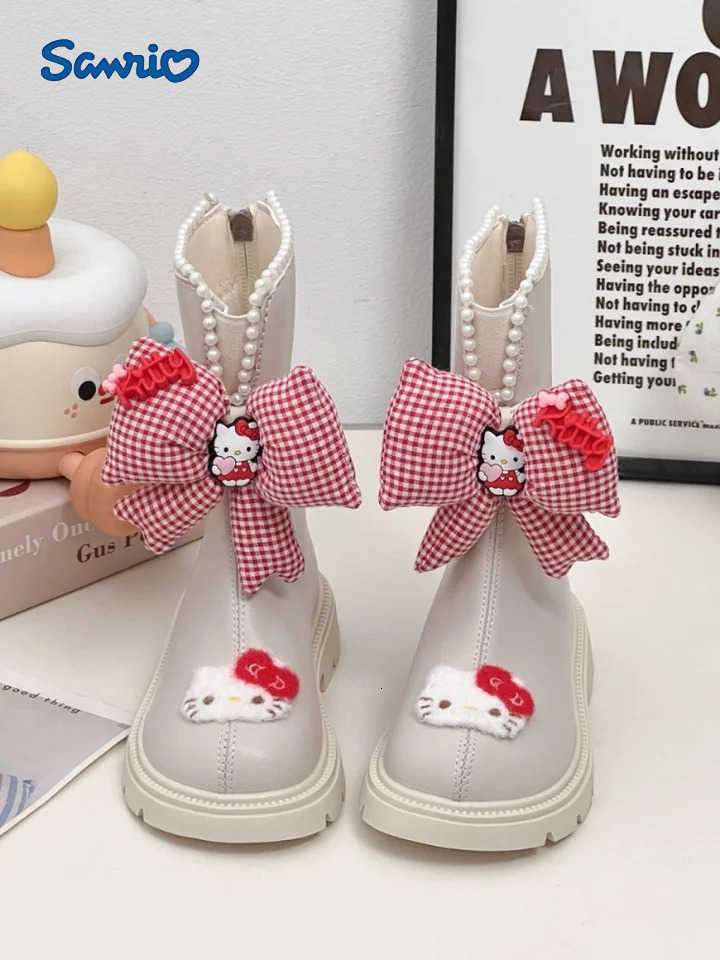 Sanrio Kawaii Hello Kitty Children Lovely Cartoon Boots Student Thermal Plus Velvet Ankle Boots Shoes Cotton Shoes Gift for Kids H251110
