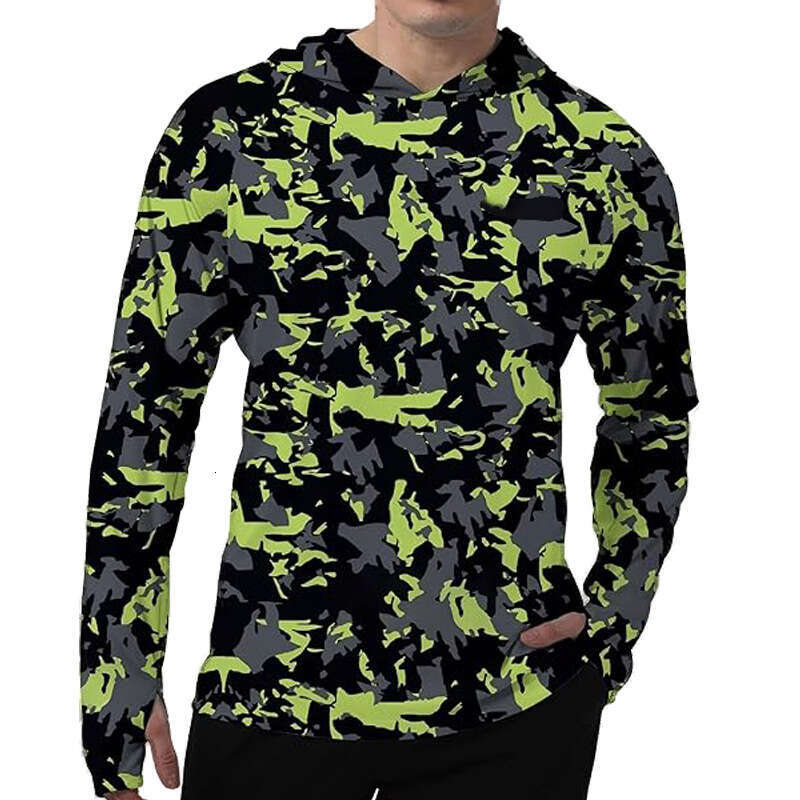 Summer Men's Quick-Dry UV Ultra-Thin Ice Silk Running Fishing Travel Bionic Camouflage Hooded Outdoor Sun Protection