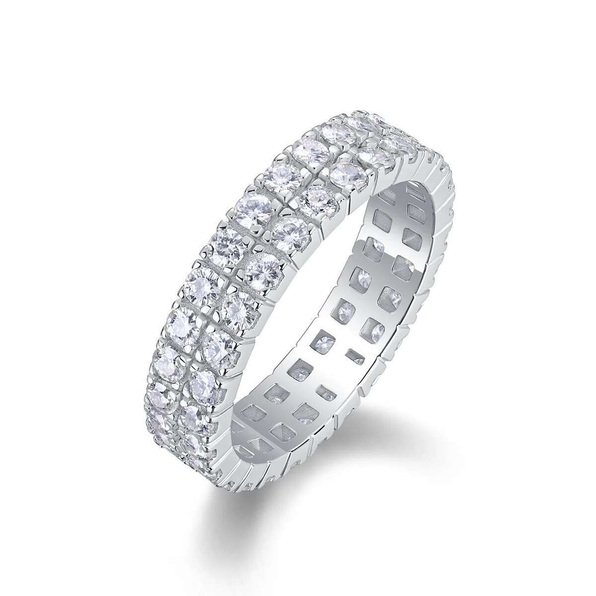IsRainy Hip Hop Rock Solid 925 Sterling Silver Round Real GRA Moissanite Diamonds Rings Engagement Anniversary Fine Jewelry