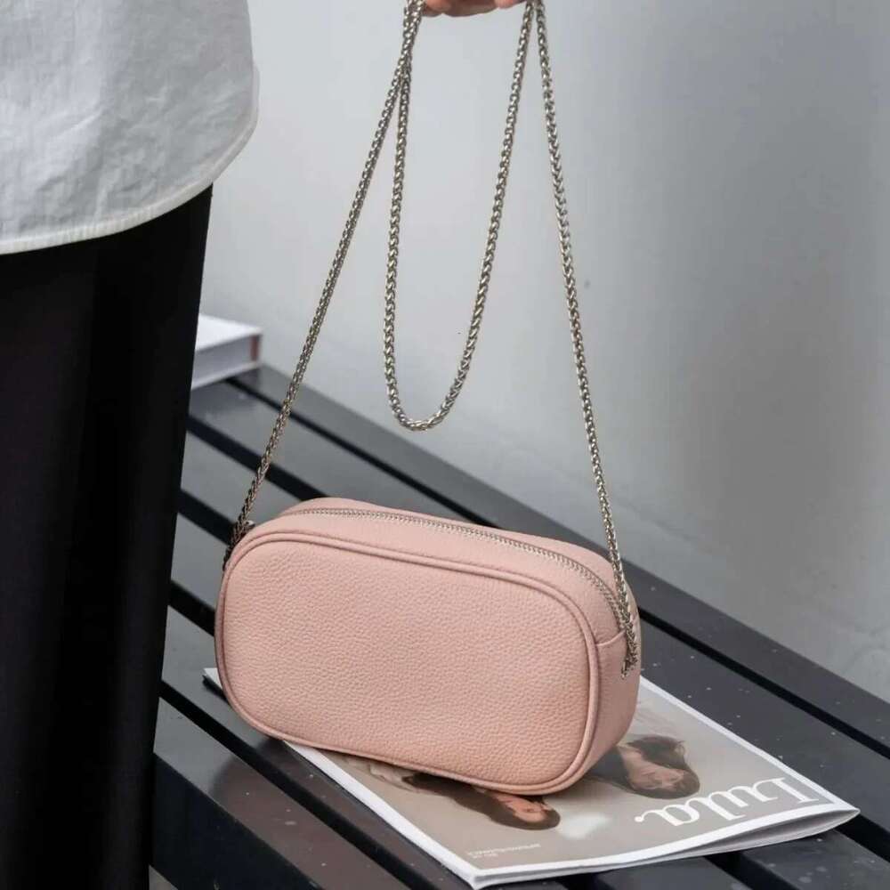 Genuine Cowhide Leather Ladies' Crossbody Shoulder Purse - Women's Small Lightweight Zipper Bag For Phone, Keys, & Wallet