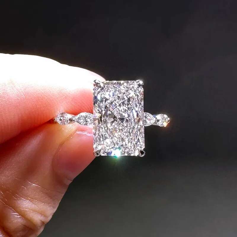 1 2 3 4 5 6 Carat Au375 9K White Gold Ring Radiant shape DVVS1 moissanite Diamonds Women Wedding Party Engagement Ring Classic
