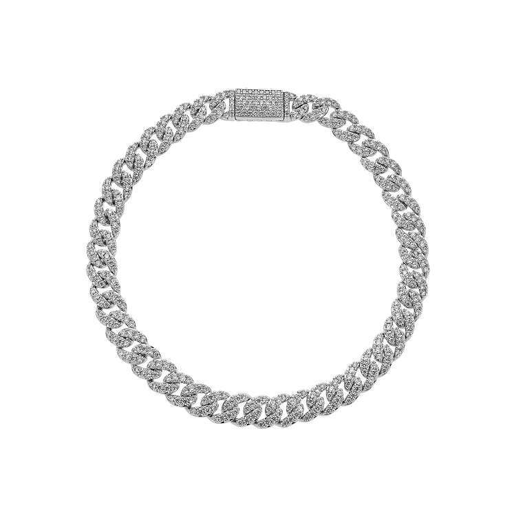 Rap singer jewelry 6mm sterg sier Miami Cuban chain ice zirconia hip-hop bracelet gold-plated master