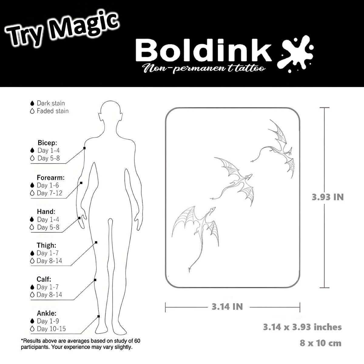Temporary tattoo of dragon lasting for 15 days with new technology waterproof semi permanent sticker W250410