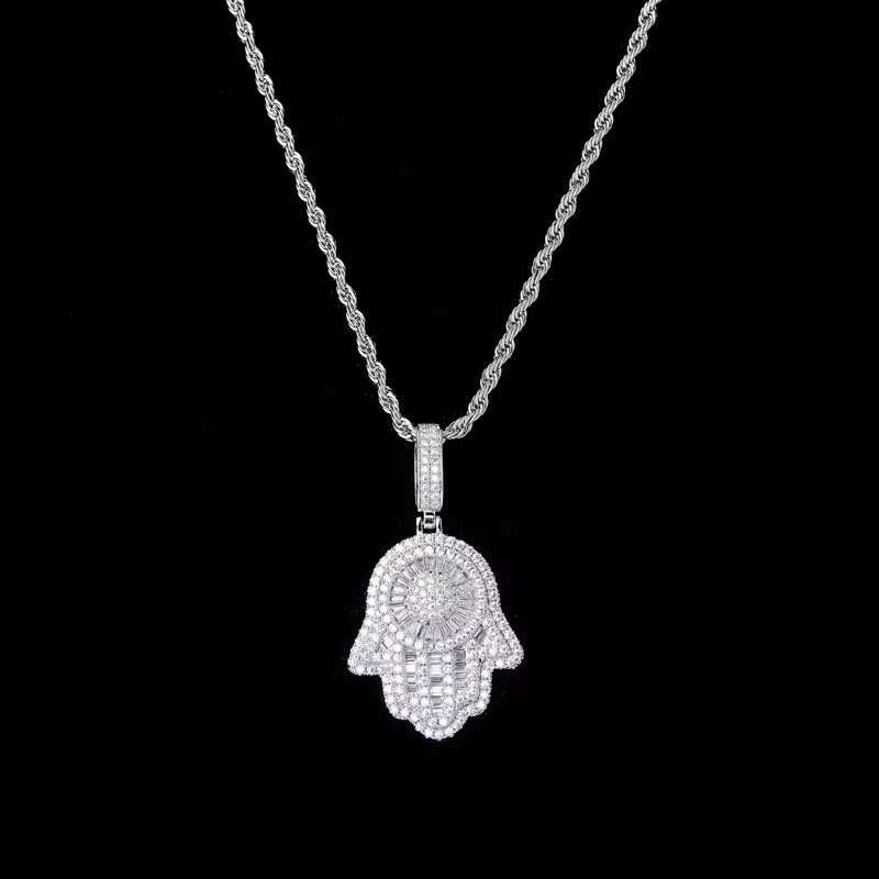 Wholesale Hip Hop Jewelry Copper Zircon Electroplating 18K Gold Plated Hamas Hand Pendant