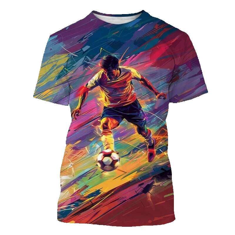 Men's and children's short sleeved round neck printed football T-shirt, outdoor sports, children's, fun, fashionable trend