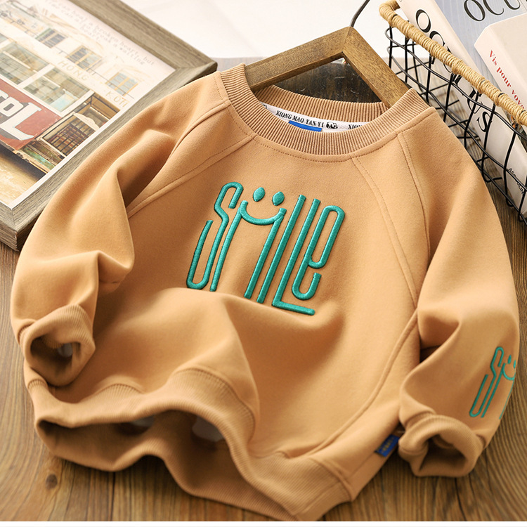 GS- Ddmyshoesvip Spring Hoodie Autumn New Style Middle And Large Children S Long Sleeve Letter Embroidered Top Boys Stylish Coat