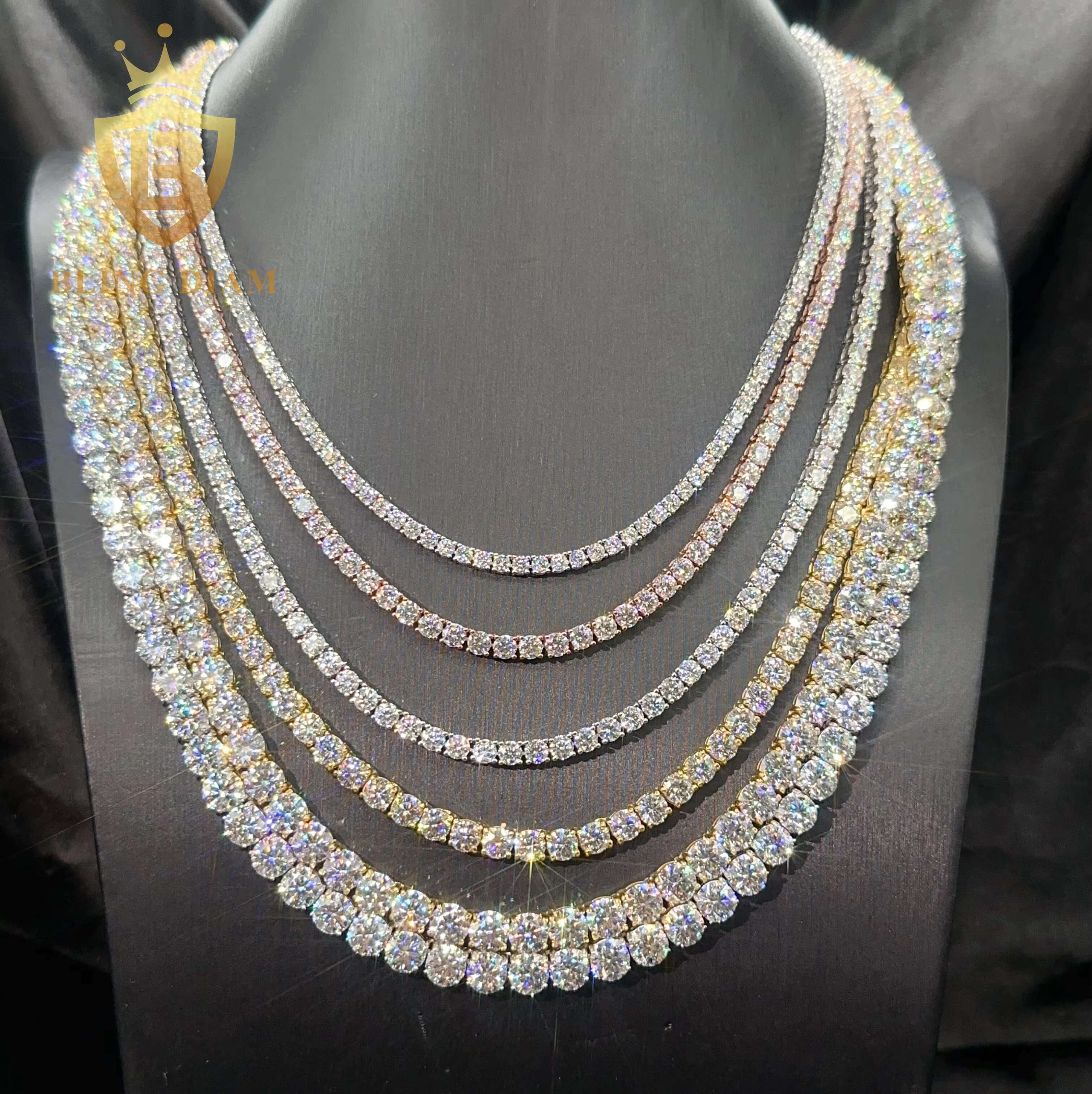 Wholesale Price Fine Jewelry Pass Diamond Tester S925 Sterling Silver 5mm Moissanite Women Men Necklaces Tennis Chain