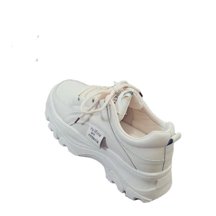2025 new sponge cake thick sole height increasing casual women's shoes designer fashionable solid color sports white shoes