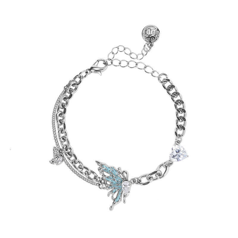 Icy Blue Butterfly Bracelet Light Luxury High-End Ins Style 2024 New Fashion Niche Zircon Jewelry for Women