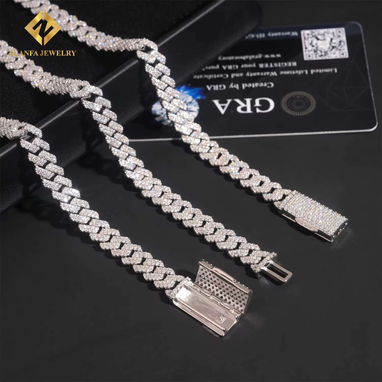 Pass Tester Sier Fine Jewelry Ice Out 8mm Bracelet Hip Hop Silica Cuban Chain