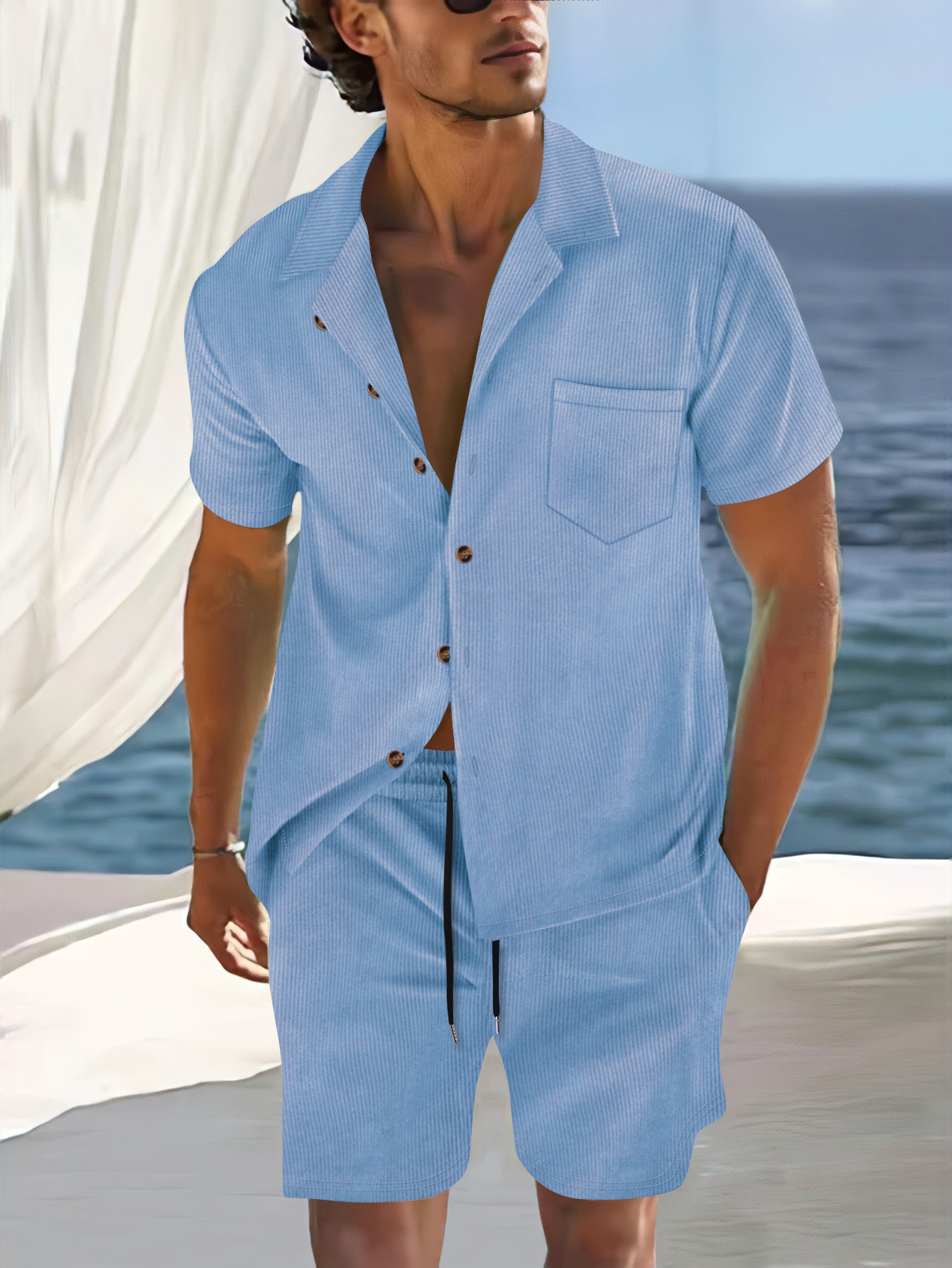 2025 Fashion Casual Tracksuit Sportswear Button Up Sweatshirt Set Summer Plus Size Men's Polyester Track Suits Pants
