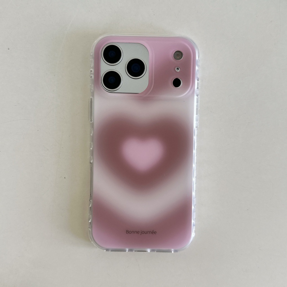 Simple Heart Gradient Phone Case Compatible with iPhone 17/16 Pro Max Cartoon Protective Cover iPhone 15/14 Pro