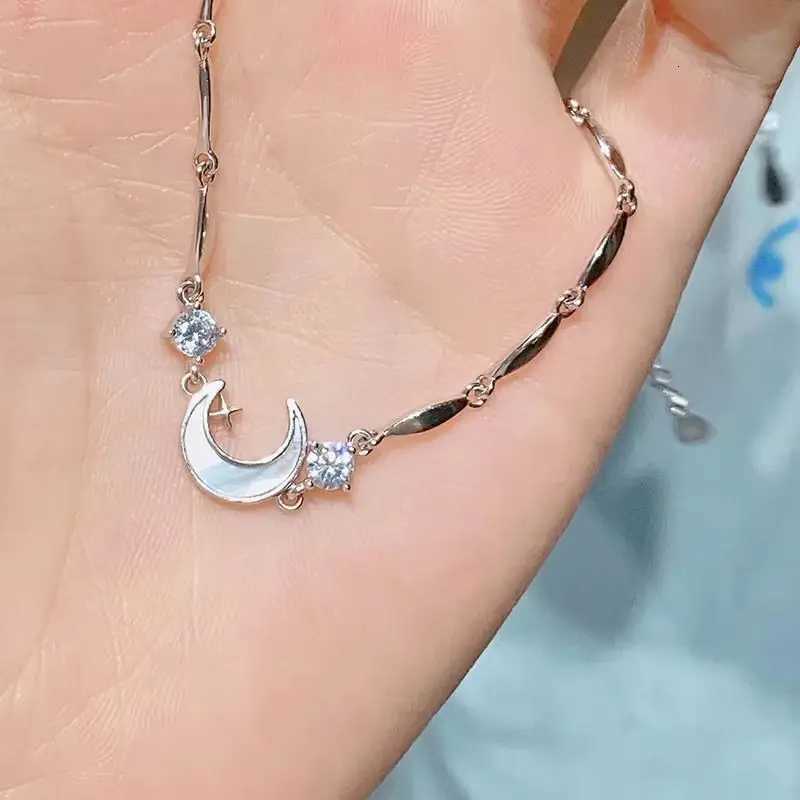 Ice Crystal Moon Bracelet for Women Alloy Silver Color Minimalist Celestial Star Charm Boho Chain Jewelry GiftT251110