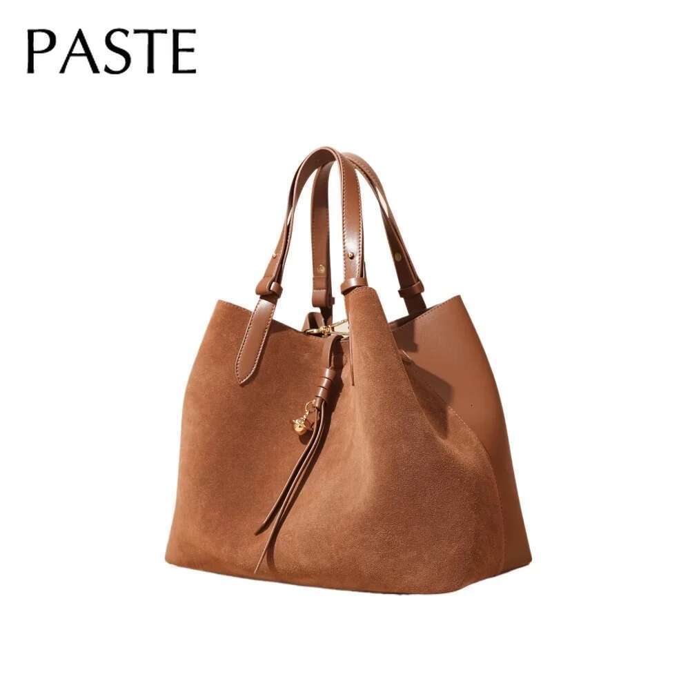 Winter Camel Color Multiple Shapes Basket Shopper Tote Large Suede /Cow Leather Women Handbag High Quality Travel Shoulder Bag