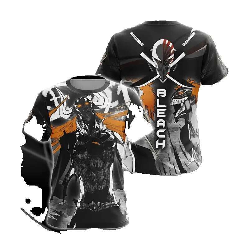 Japanese anime manga bleached 3D printed Kurosaki Ichigo Cosplay men/women short sleeved round neck T-shirt Haruku children's Y2K top