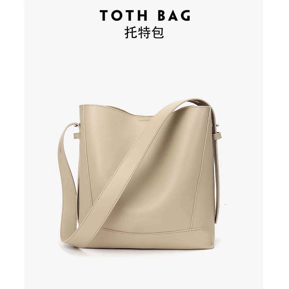 High-end Handbag Commuter Cowhide Trend Luxury Designer Bucket Large Capacity Genuine Leather Women Bags Crossbody