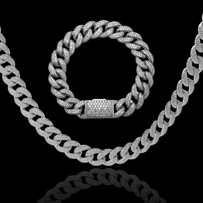 Unisex 14k/Gold Plated Chain Necklace with Punk Hip Hop Style and Zircon Miami Cuban Gift