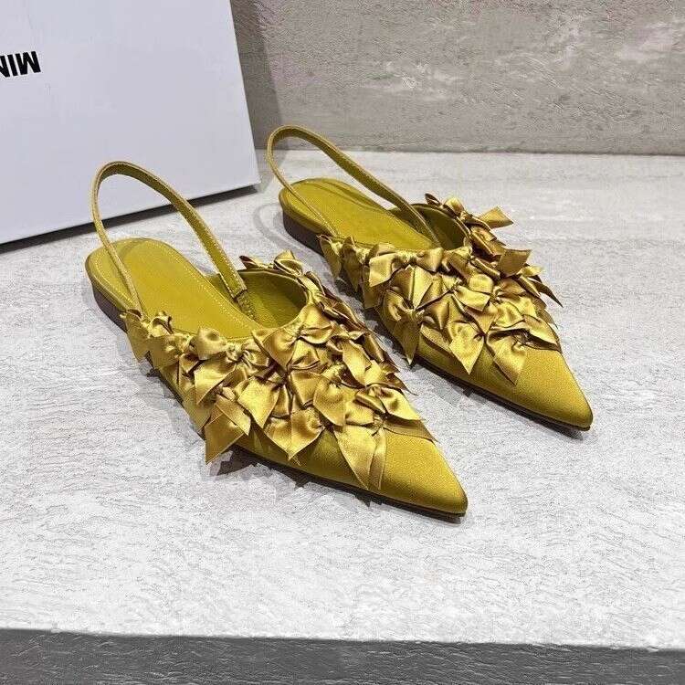 Woman Sandals Summer New Flat Toe Sandals With Women S French High End Temperament Bow Tie Sandals Low Heel Pointed Single Shoes