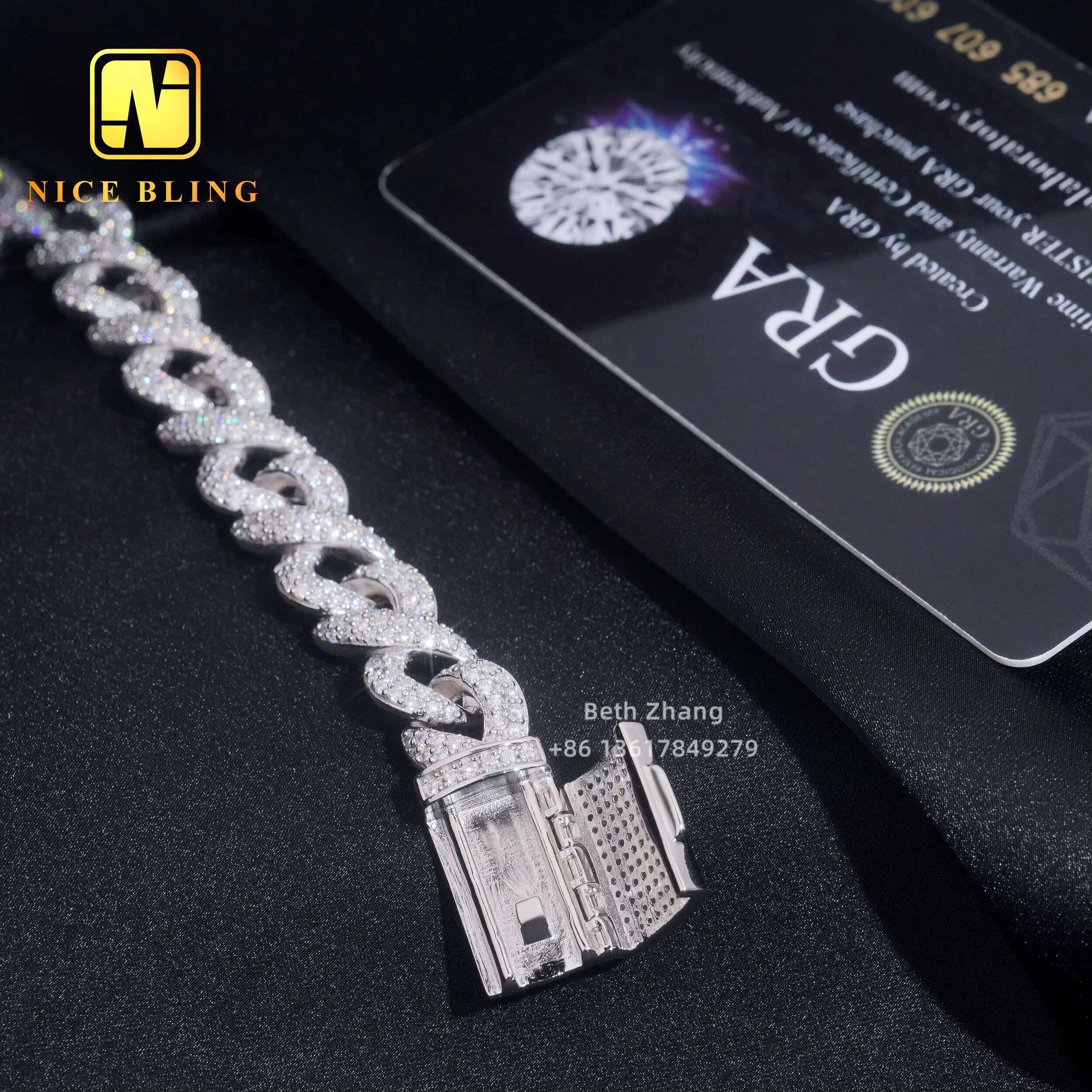 New Design 3 Rows 10MM Infinite Link Moissanite Cuban Bracelet Men Fashion Diamond Bracelet 925 Silver Hip Hop Iced Out Jewelry
