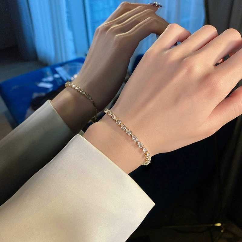 Fashion Luxury Adjustable Zircon Bracelet For Women Geometric Square Wristband For Party Wedding Temperament JewelryT251110