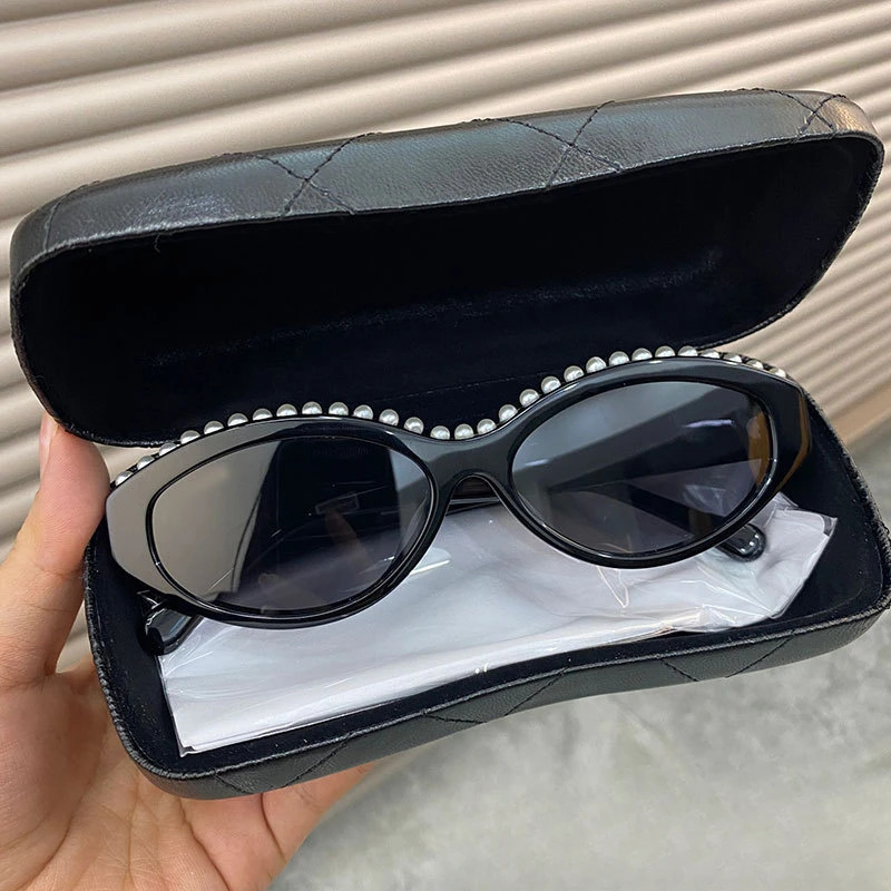 Fann Cat Eye Retro Pearl Sunglasses Elliptical Small Frame 250410