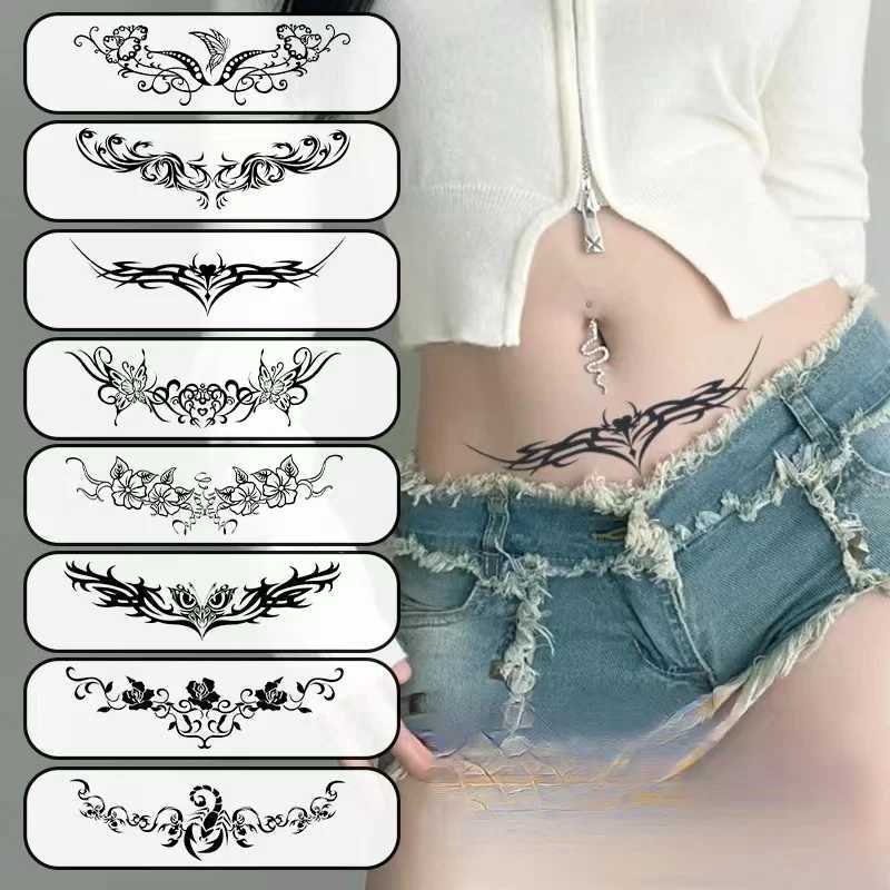 Sexy Banshee Temporary Tattoo Sticker Waterproof Durable Abdominal Waist Chest Scar Fake Tattoo Art Tattoo Temporary Female W250410