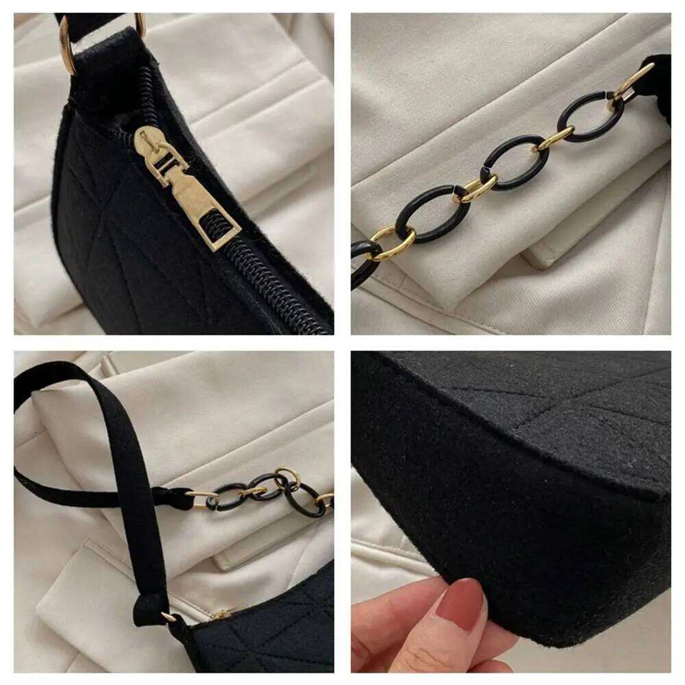 Hot Selling Felt Shoulder For Women Girls Solid Color Underarm Fashion Tote Bag Handbag Designer Bags Free Labubu Pendant As A Gift