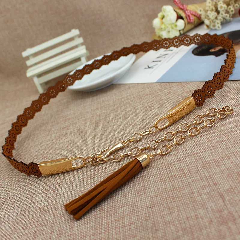 Fashion metal chain waist rope womens tassel belt solid party belt thin dress decoration belt gift X250410