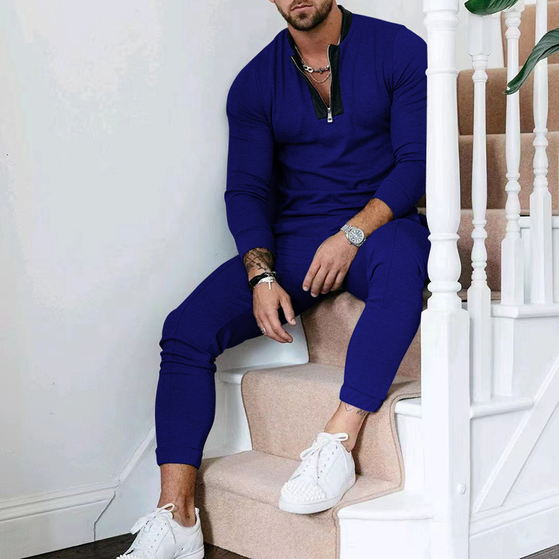 2024 Mens Spring and Autumn Wear Waffle Pants Hoodie Splicing Stand up Collar Zipper Sport Set