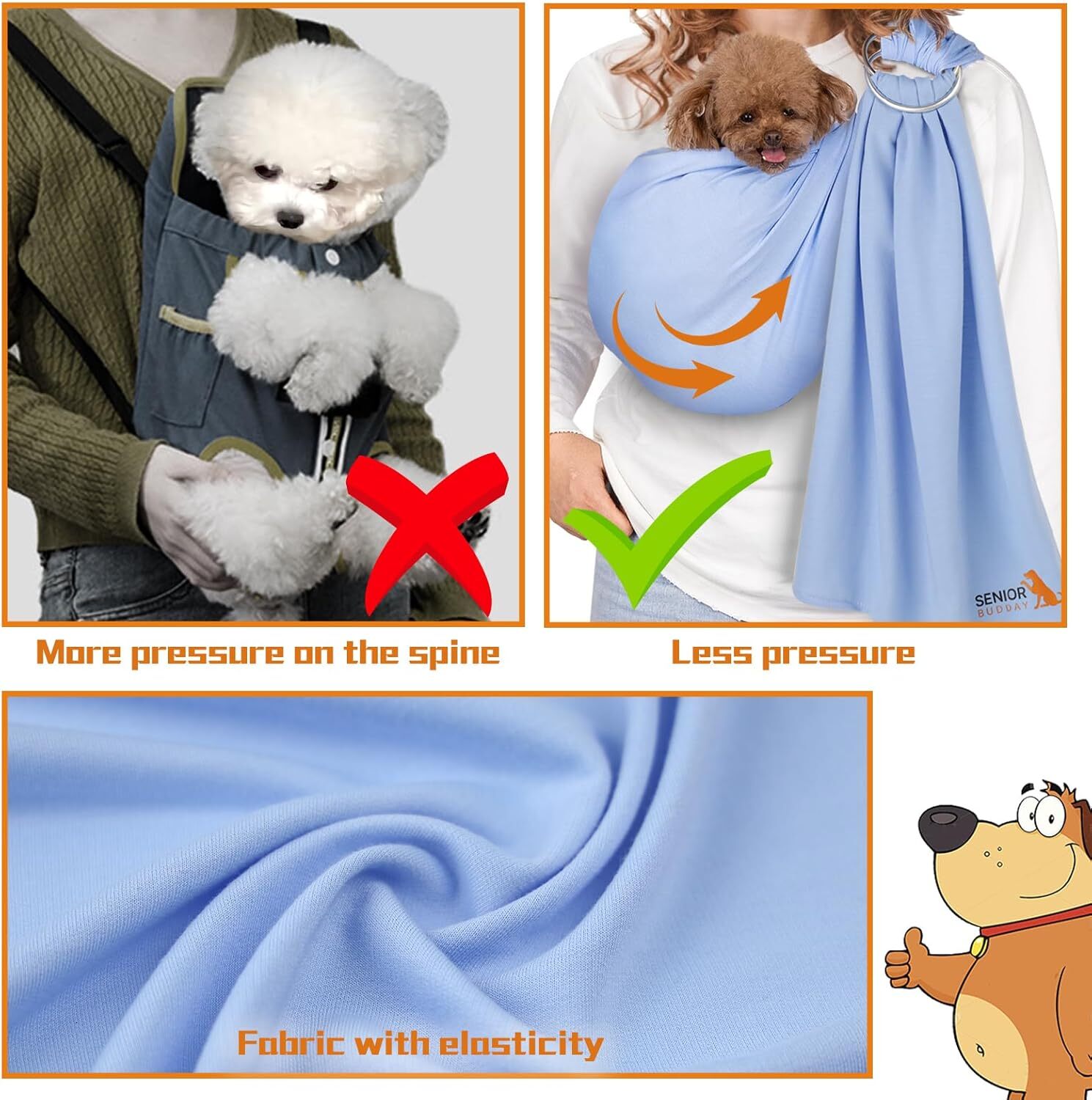 Puppy Strap Strap, Pet Carrying Strap Front Bag, For puppies/cats weighing no more than 10 pounds (approximately 4.5 kilograms), Soft Cotton, Adjustab