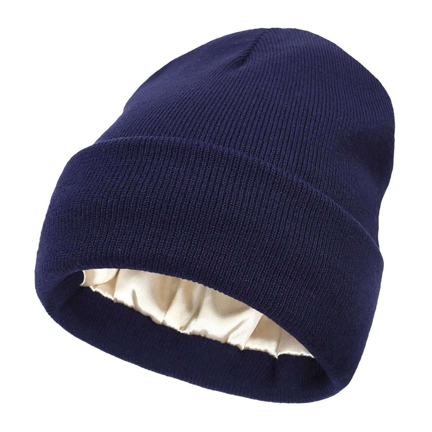 Winter Hat For Women Silk Satin Lined Beanies Chunky Caps Men Warm Fashion Women Bonnet Skullies Caps Male Female Balaclava HatsXJ251110