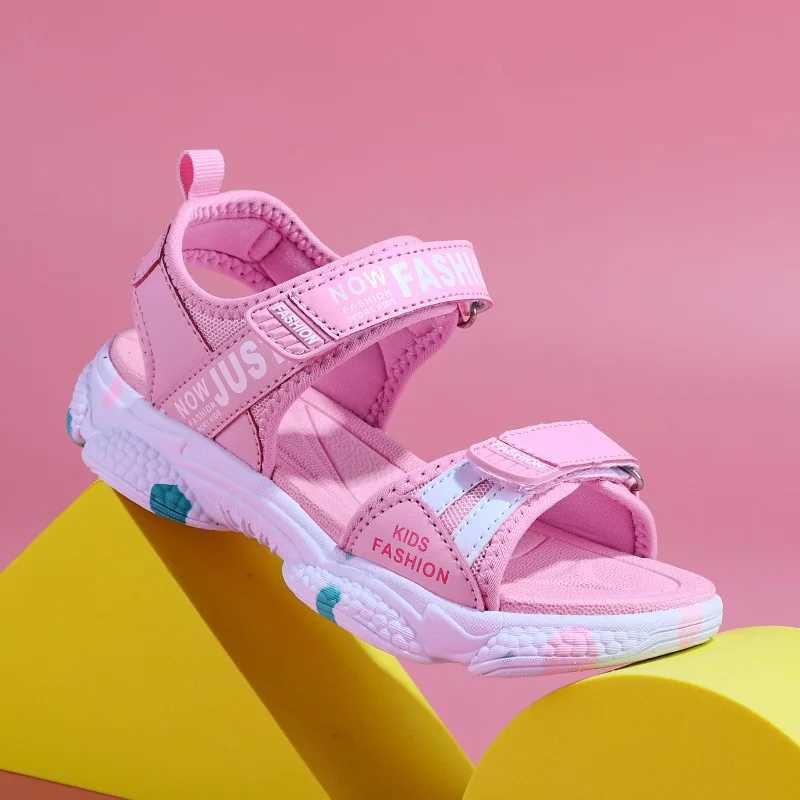 Summer brand anti slip beach shoes childrens sandals casual shoes childrens flower princess flat shoes size 29-38 Z250410