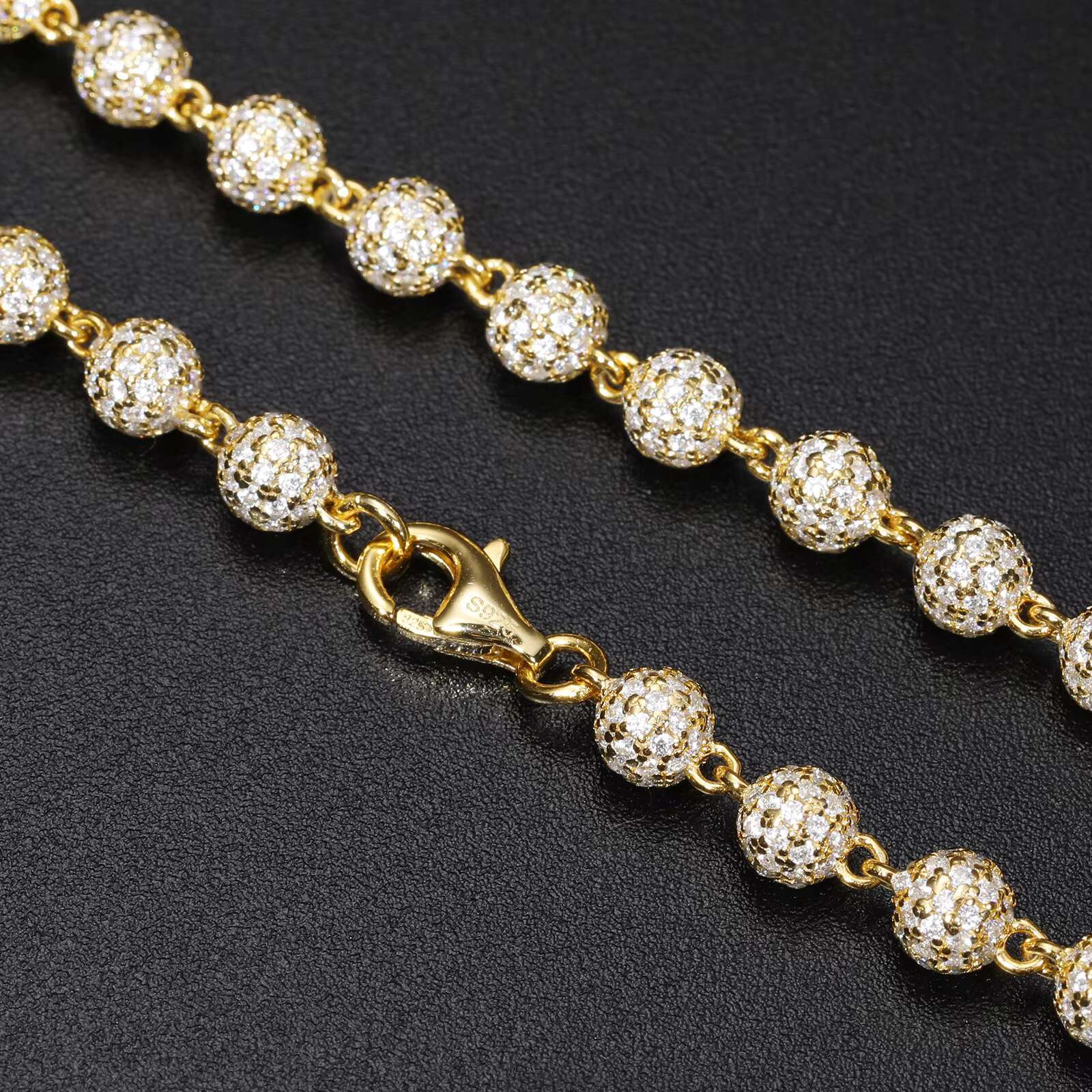 Cheap Price High Quality Hip Hop Jewelry 5mm 925 Sterling Silver VVS Moissanite Diamond Iced Out Bead Link Bracelet for Men