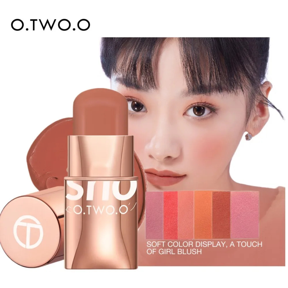O Two of them Multi purpose powder blusher stick cream high pigment waterproof and durable lip cheek eye makeup 6 colors 250325