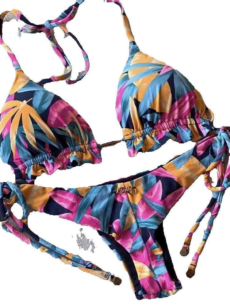 Ruotongsept sexy mini set 2022 new feather print headband women's swimsuit Brazilian bikini