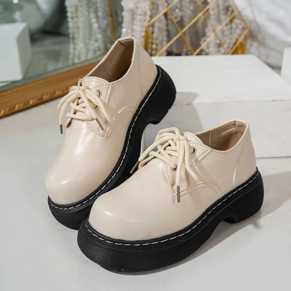 Woman Sandals British Big Toe Small Leather For Women New Sponge Cake Thick Soled Women S Casual Shoes College Style Single Shoes