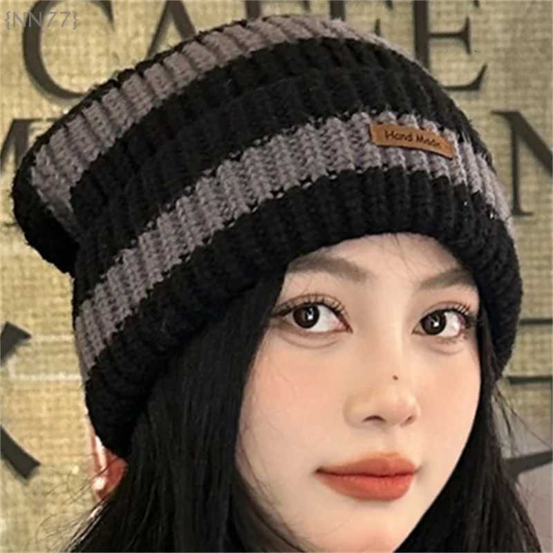 Unisex Striped Knitted Beanie - Warm Stackable Hip Hop Bonnet For Men Women Winter Casual Wear NN77XJ251110