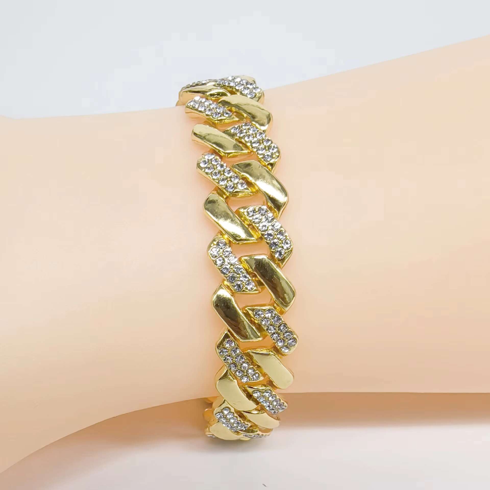 Manufacturer's Hot Selg High-quality Fashionable Hip-hop Stainless Steel Full Dia 14mm Cuban Chain Bracelet Necklace