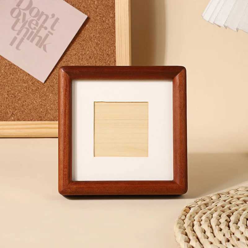 Mini Square Rounded Corner Solid Wood Photo - Black Walnut Display Wall Hanging Picture Frame Home Decor L251110 H260306