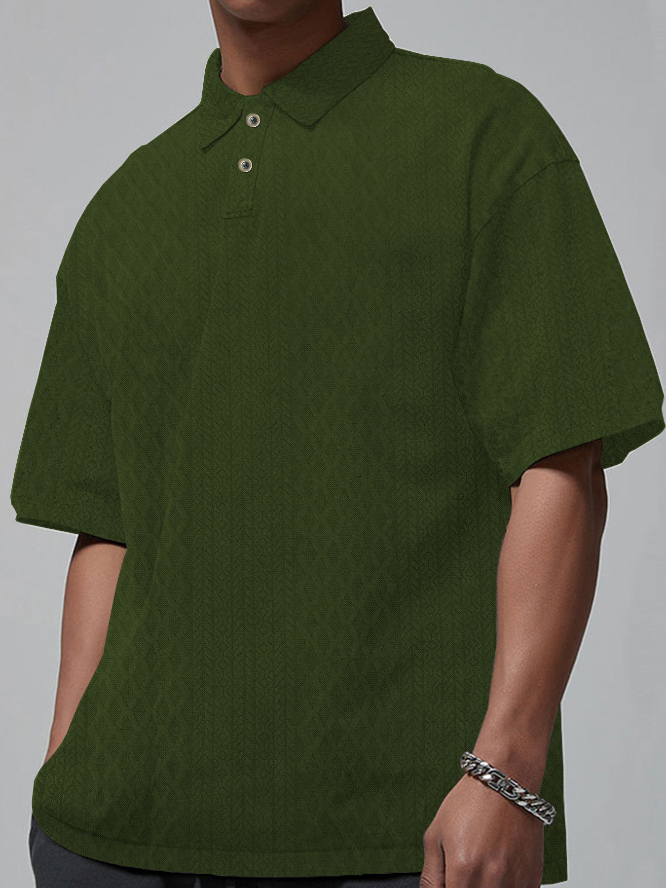 Large size summer 2025 mens short sleeved trendy polo shirt knitted sweater loose collar t-shirt