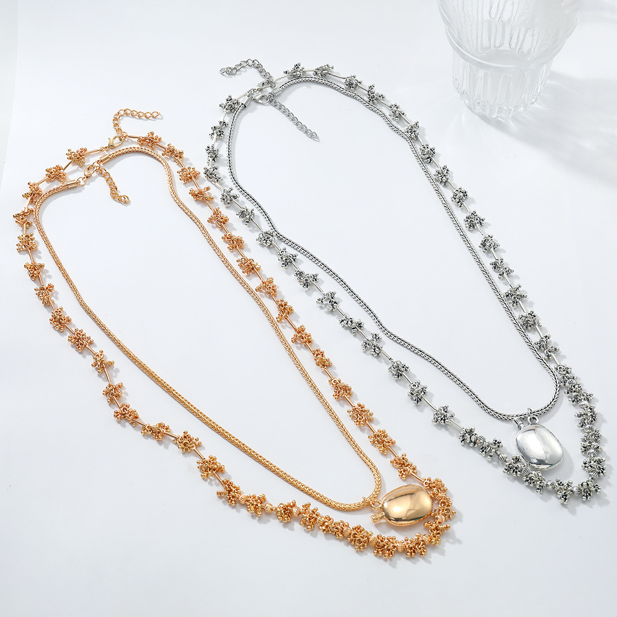 Creative Design Of Flower Bud Wine Pot Pendant Multiple Layers Of Necklace Simple Collarbone Chain Necklace Accessories Boutique Love Birthday Gift Ac