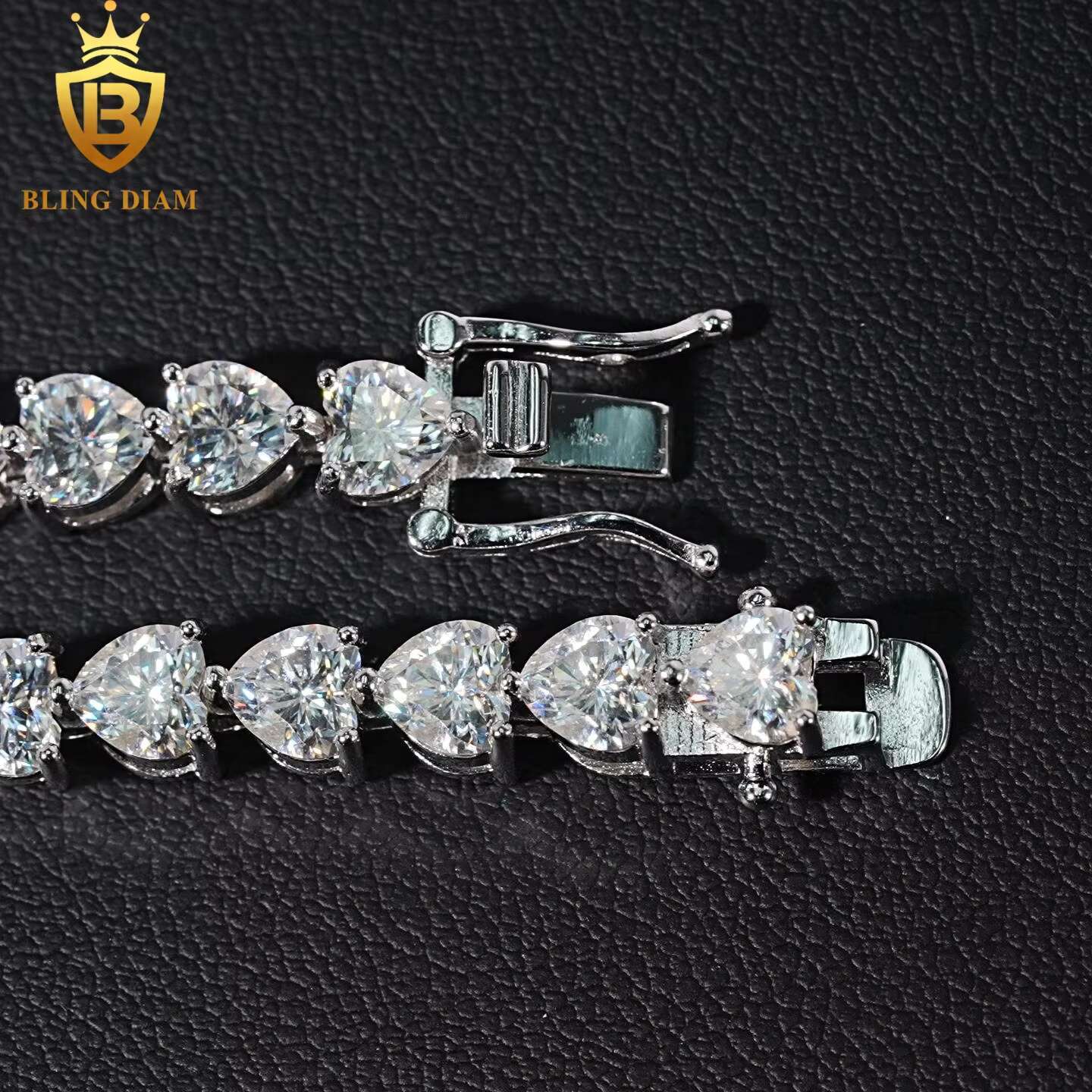 5mm Fine Jewelry 925 Sterling Silver Heart Cut VVS Moissanite Diamond Tennis Chain Bracelet
