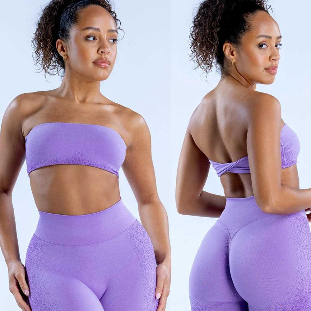 Ignite Bandeau Impact Sports Bra Womens Seamless Yoga Bra Mid Support Pad Gym Crop Top Stretching Fitness Back Cross Exercise TopXJ250410